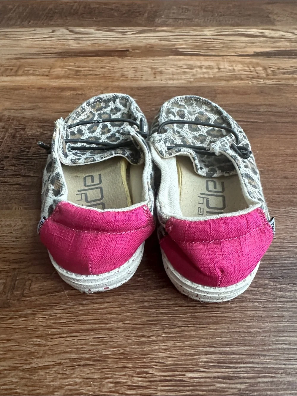 Hey Dude Kids Leopard Print Slip-On Shoes with Pink Trim